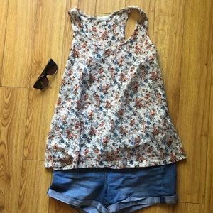 Sheer floral tank top XL